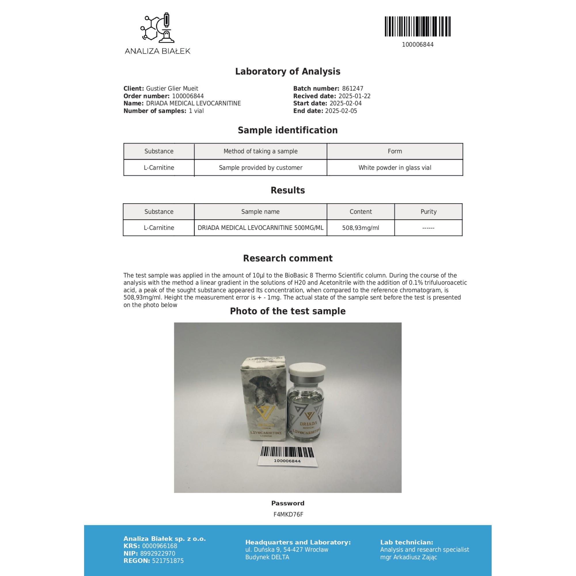 levocarnitine 500 mg/ml (l carnitine) 10ml vial