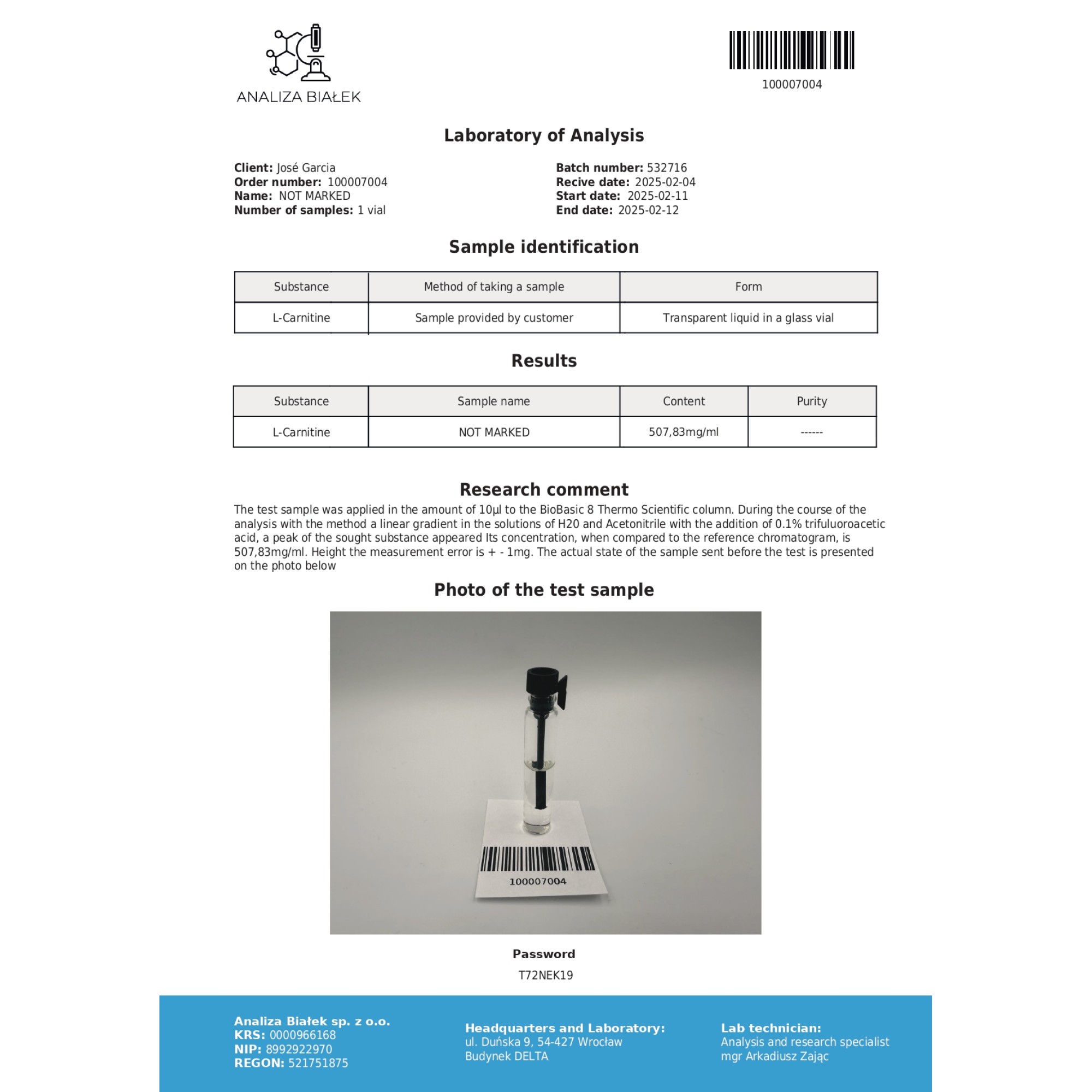 levocarnitine 500 mg/ml (l carnitine) 10ml vial