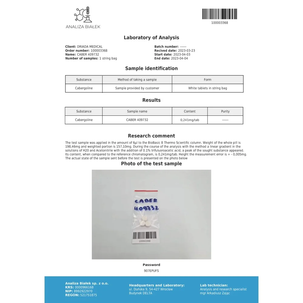 Caberos (Cabergoline) 0.125mg – Image 3