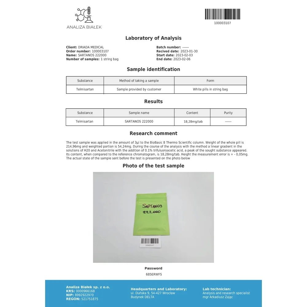 Sartanos 20mg (Telmisartan) – Image 3