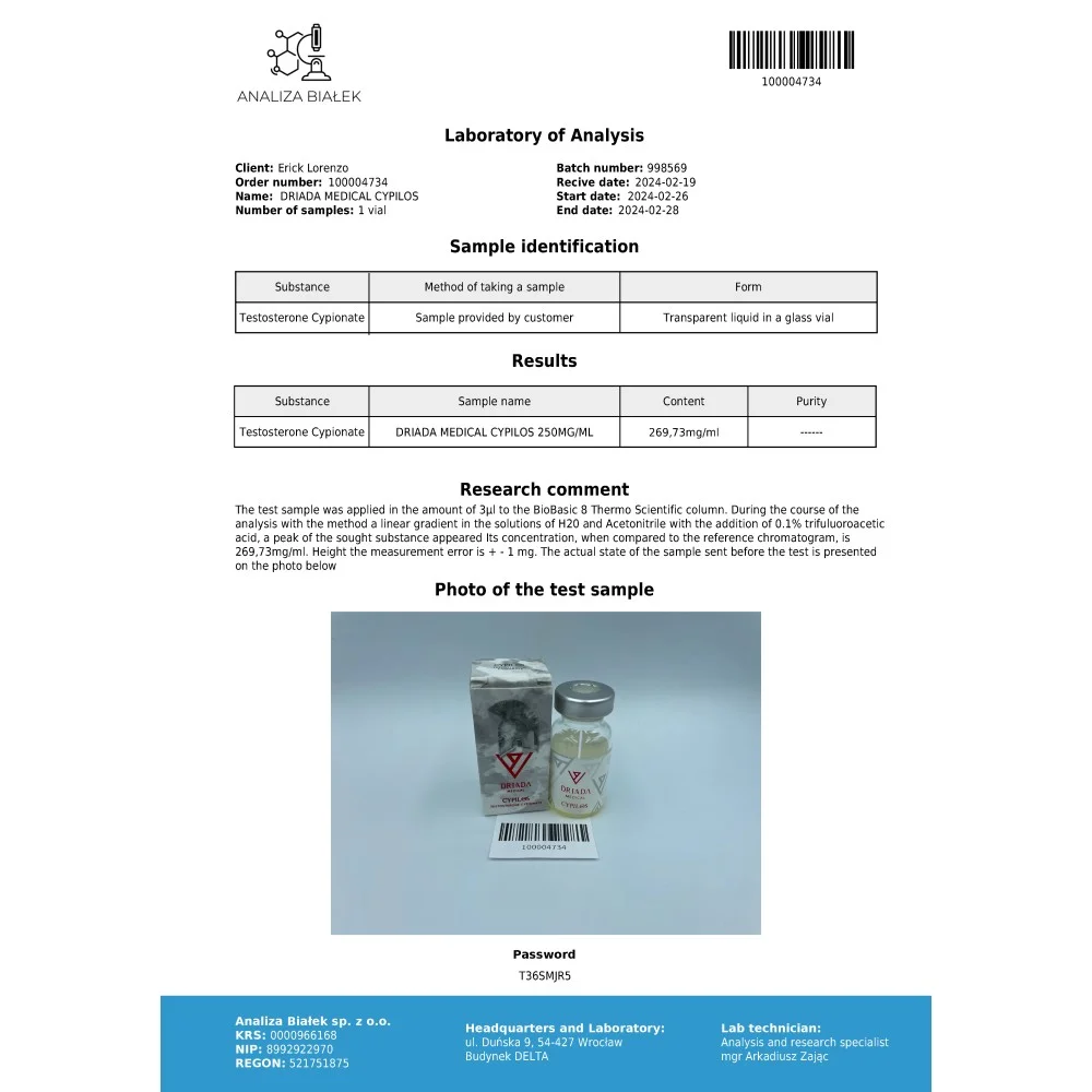 Cypilos 250 mg/ml (Testosterone Cypionate) – Image 2