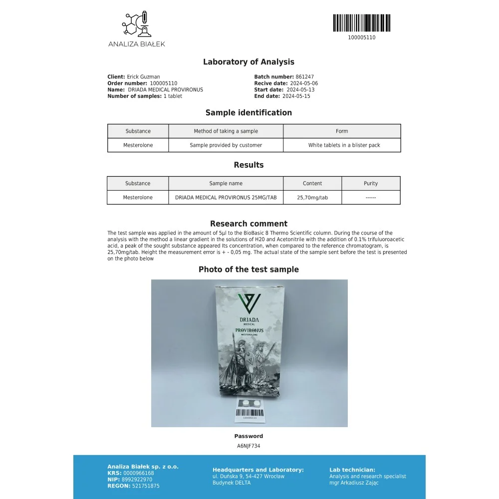 Provironus 25 mg (Mesterolone) – Image 2