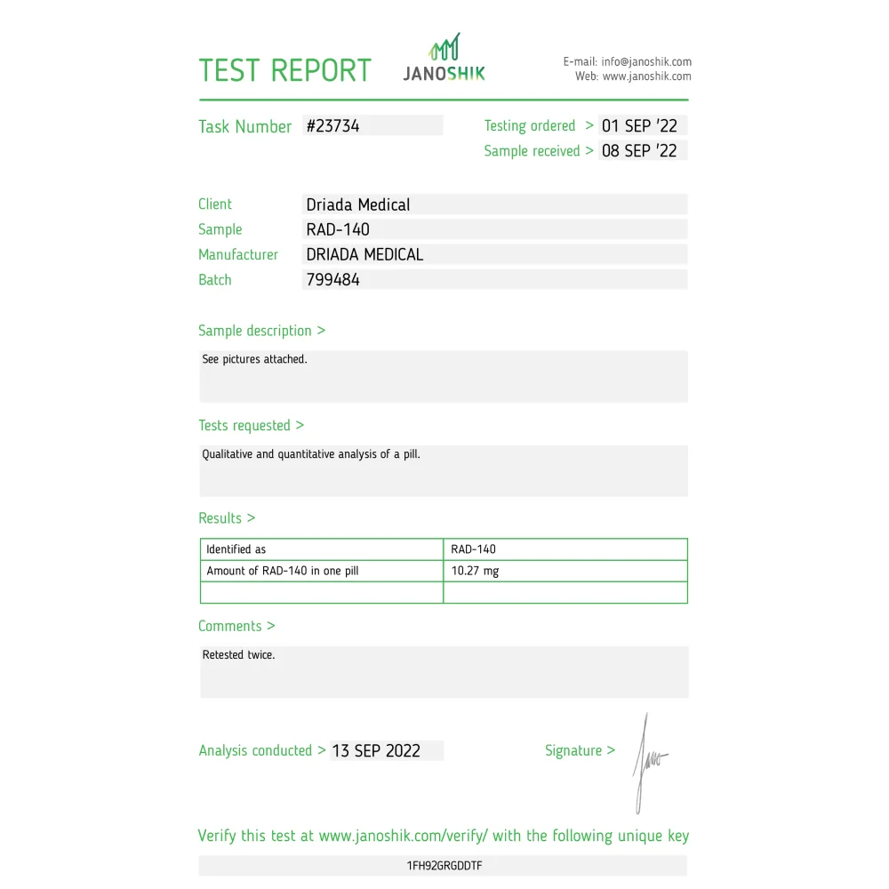 Testolone (RAD-140) - 10mg - 50 Comprimés – Image 2